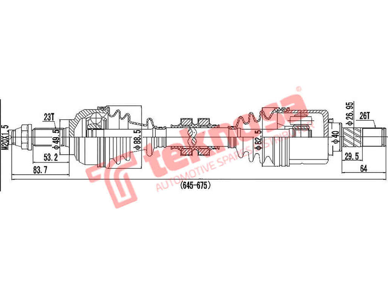 Dni400 Complete Drive Shaft Lh Nissan Np200 1.5Dci Ldv, Np200 1.