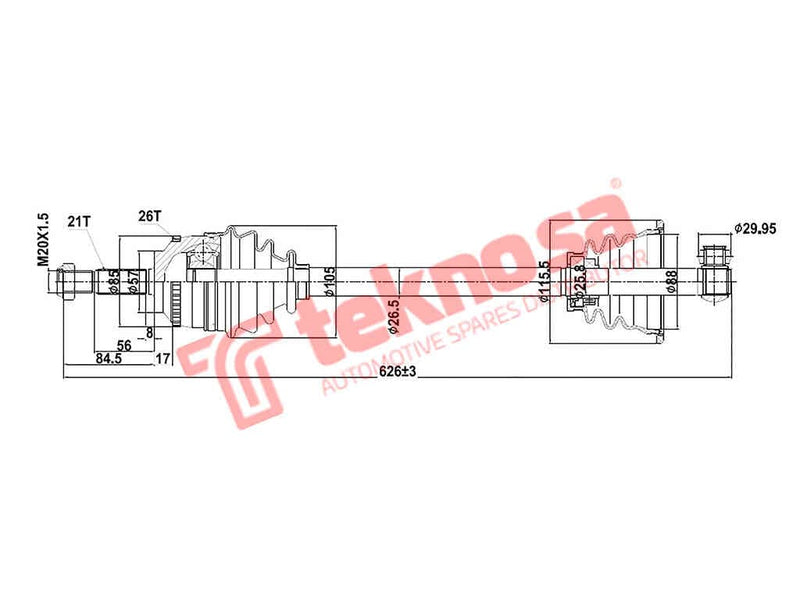 Driveshaft L/H Renault Clio Mk2 1.4 1.6 2.0 1998-02005 Renault Ka