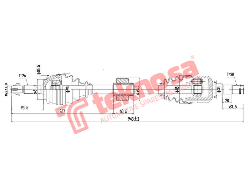 Drive Shaft Toyota Toyota Auris 1.8Vvti 1.6Vvti 2006- Corolla 200