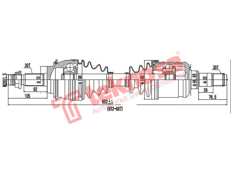 Driveshaft Toyota Prado Toyota Land Cruiser Prado 2002- D4D 1Kdft