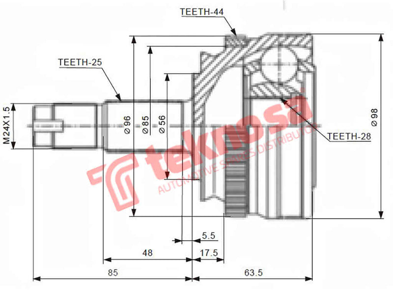 Outer Cv Joint Alfa Romeo 155 1992-1997 Alfa Gtv 2.0 Twin Spark 3