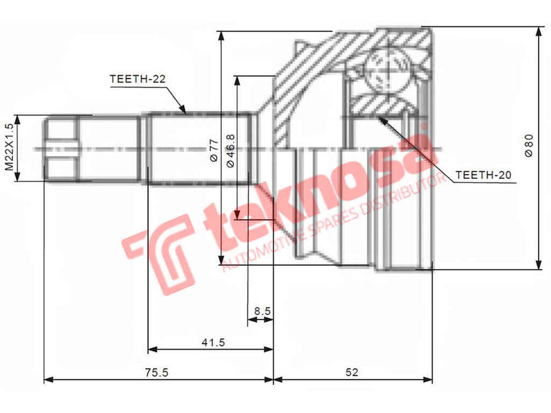 Outer Cv Joint Fiat Seicento 1.1176B2.000 2001-2003 Fi5913A