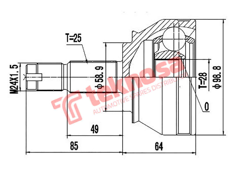 Outer Cv Joint Alfa Romeo 156 2,5 V6 1997-2006 2.4Jtd Fi7024