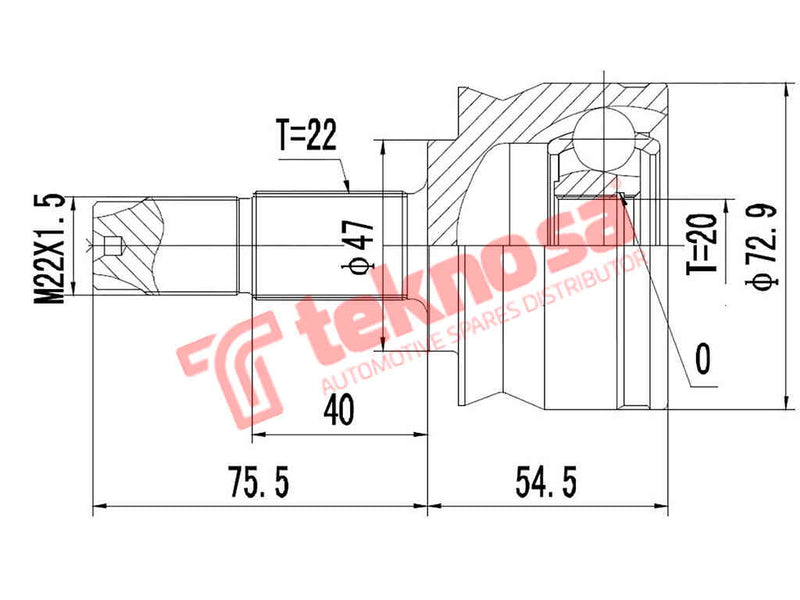 Outer Cv Joint Fiat Seicento 1998-2000 1.1 Ie 176B2000 Fi7038