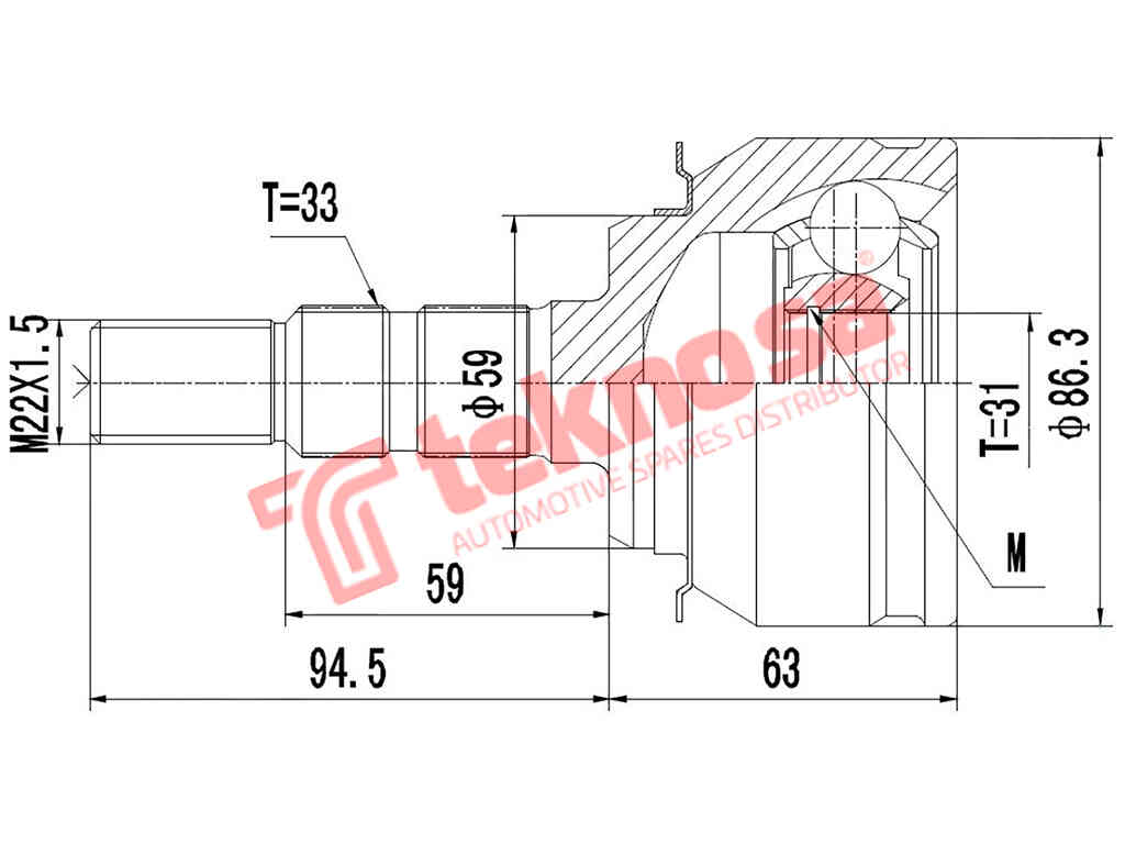 Gm3002 Outer Cv Joint Chevrolet Cruze 1.4T Hatch/Sedan 1.6 1.8 2.