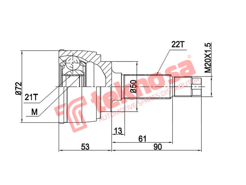 Outer Cv Joint Opel Adam 1.4 2012- Opel Corsa 1.4 2006- Gm3003