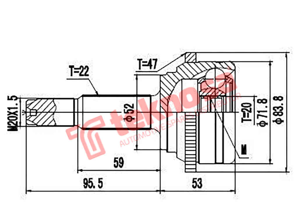 Gm3004A Outer Cv Joint Chevrolet Spark 800Cc Lite 1.0 Lite 1.2 20