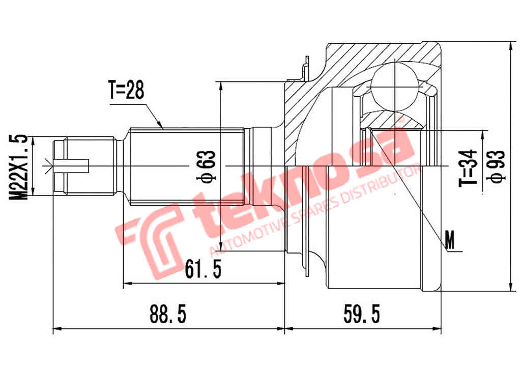 Outer Cv Joint Honda Accord Mk Vii 2003-2008 2,4 Honda Cr-V Mk Iii 2.2Cdti 2006- HO3001