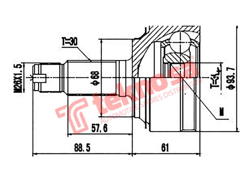 Outer Cv Joint Honda Accord Mk Viii 2008- Cr-V Mk Iii Iv 2006- HO3013
