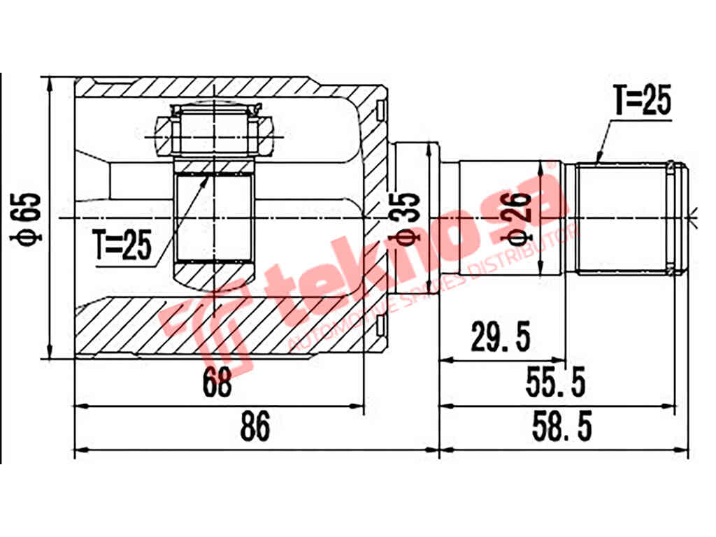 Inner Cv Joint Honda Jazz Mk Ii 2002-2008 1.3Idsi Mk Iii 1,7Ivtec 2007