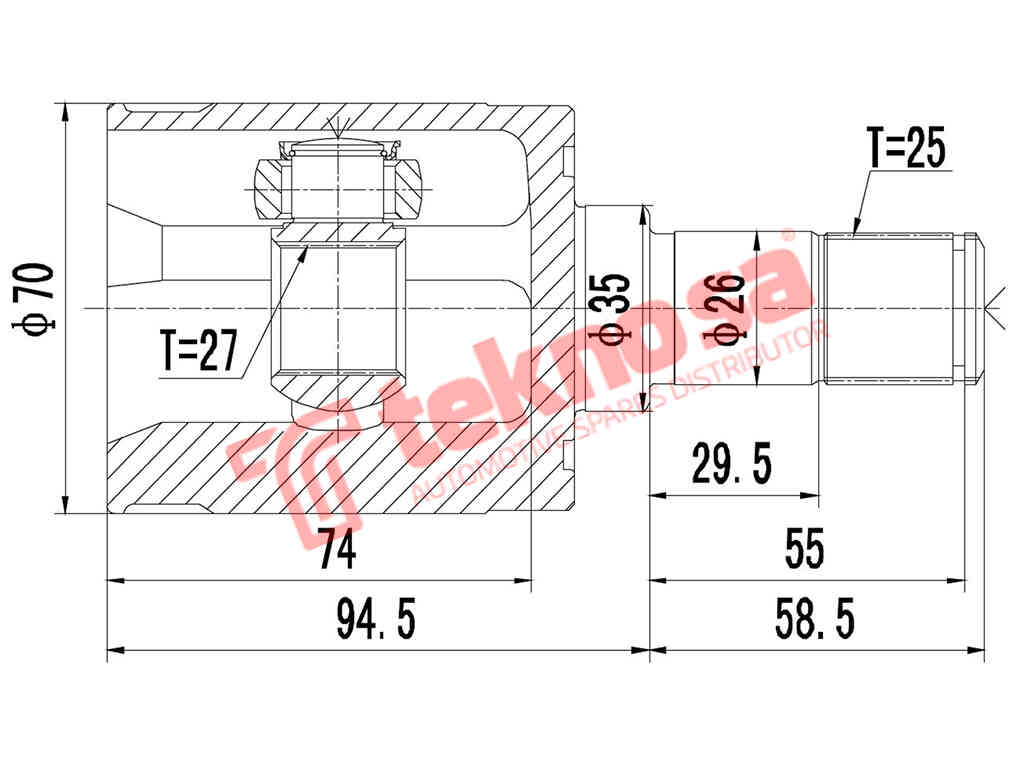 Ho4007 Inner Cv Joint Honda Jazz 2 1.5 V-Tec Jazz 3 1.3 1.4I 1.5I