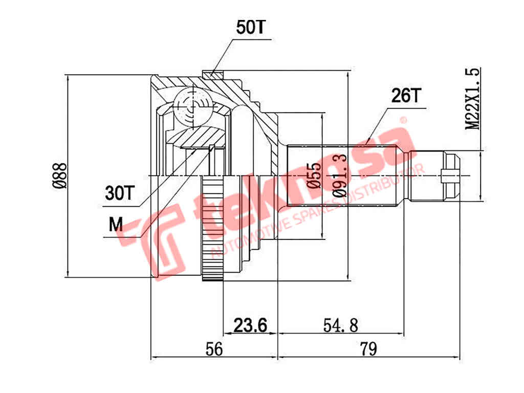 Ho5952A Outer Cv Joint Honda 160I Dohc Crx D16Z6 B16A2 1992-1998