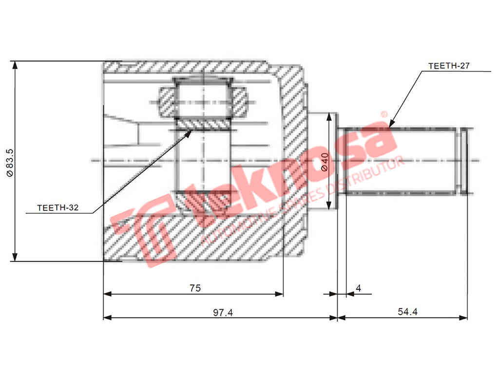 Ho6416 Inner Cv Joint Honda Ballade 1.;5 1988-1995 1.6 89-91 Civi