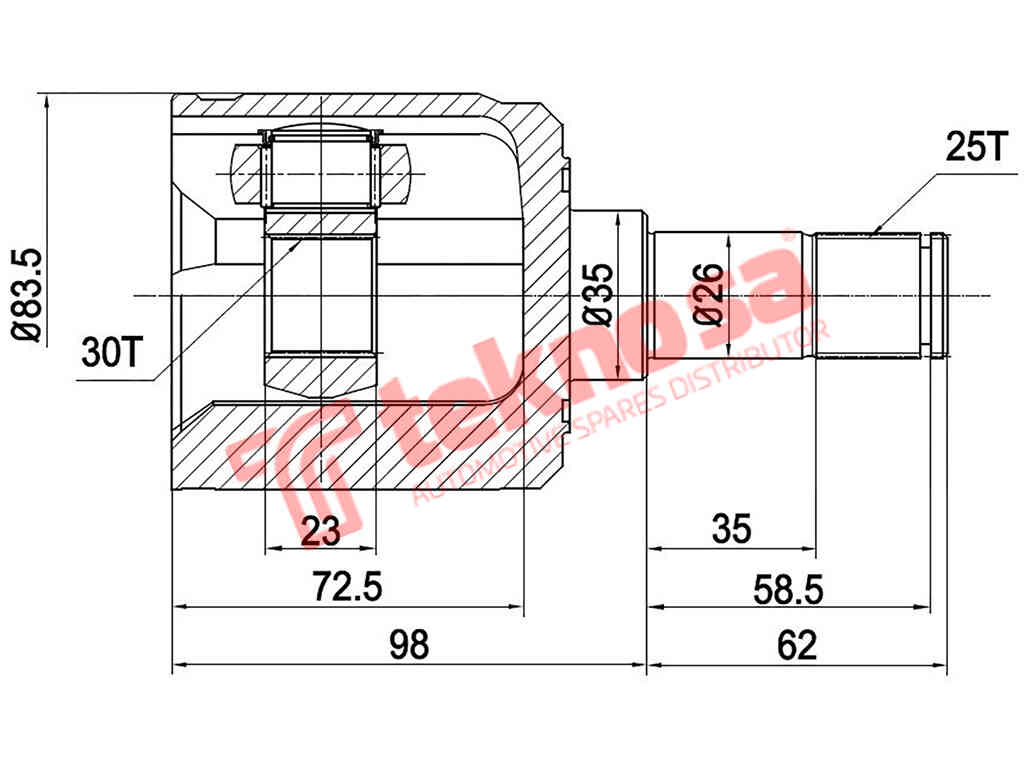 Ho6417 Inner Cv Joint Honda Ballade 1.5 1.5 V-Tec 1.6 Cr-X 1.6