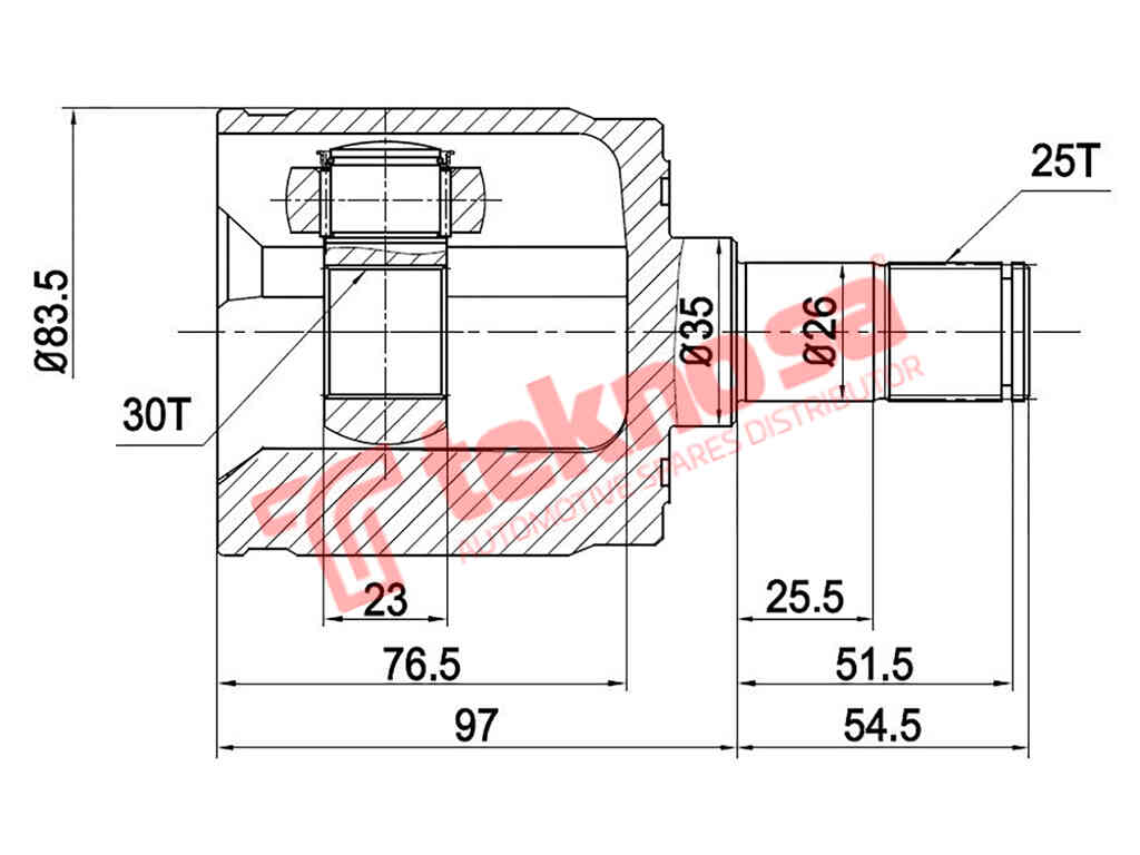 Ho6418 Inner Cv Joint Honda Ballade 1.5 1.5 V-Tec 1.6 Cr-X 1.6