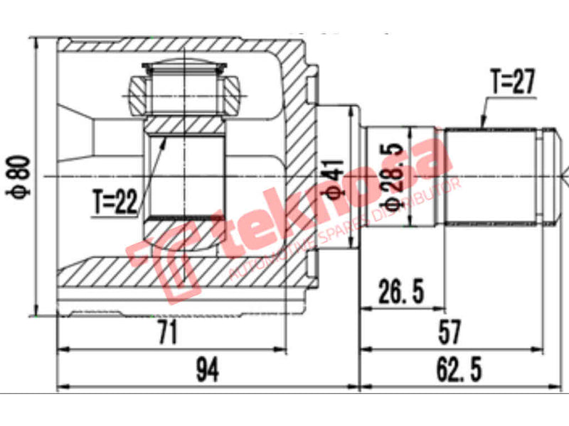 Inner Cv Joint Hyundai i30 1.6 CCVT 1.8 2007- Elantra 1.8 CVVT 2011- HY4016 Teknosa
