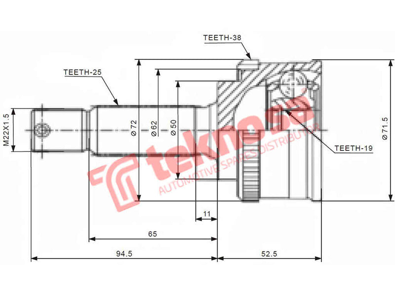 Hy5710A Outer Cv Joint Hyundai Atos 1.0I 1.1I Matrix 1.8 G4Hc G4H