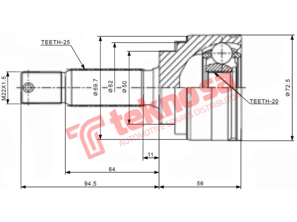 Hy5715 Outer Cv Joint Hyundai Atos 1.1I G4Hg 2005-2013 Atos Prime