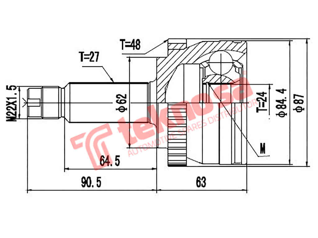 Ka3009A Outer Cv Joint Hyundai Ix35 2.0 4X2 G4Kd Tucson 2.0 G45Gc