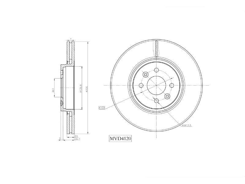 Brake Disc Vented Fr Motopart (Mvd4120) - Modern Auto Parts 