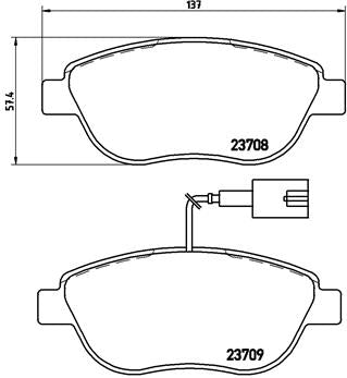 Brembo Brake Pads Front Fiat Doblo ( Set Lh&Rh) (P23137)