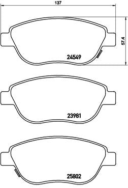 Brembo Brake Pads Front Fiat 500L ( Set Lh&Rh) (P23153)