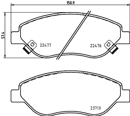 Brembo Brake Pads Front Fiat Tipo ( Set Lh&Rh) (P23178)