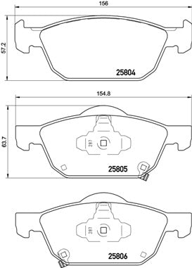 Brembo Brake Pads Front Honda Civic ( Set Lh&Rh) (P28076)