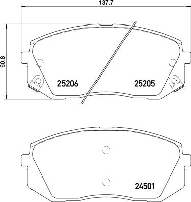 Brembo Brake Pads Front Hyu Kona/Sonata/K ( Set Lh&Rh) (P30093)