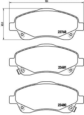 Brembo Brake Pads Front Toyota Corollaverso ( Set Lh&Rh) (P83046)