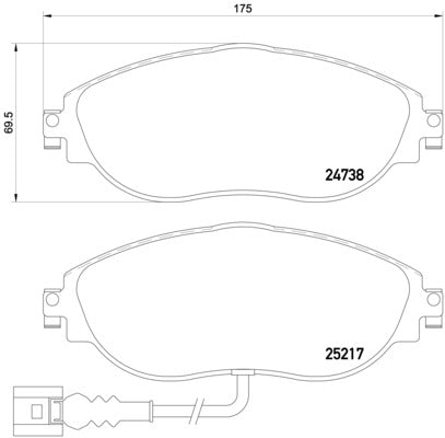 Brembo Brake Pads Front Vw Golf 7 Gti/R/T ( Set Lh&Rh) (P85131)