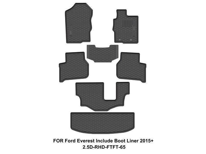Custom Dna Ford Everest 2015+ Black Rubber Car Mats And Boot Liner