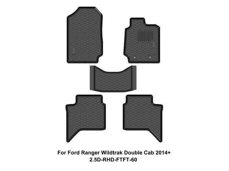 Custom Dna Ford Ranger Double Cab Wildtrak 2014+ Black Rubber Car Mats