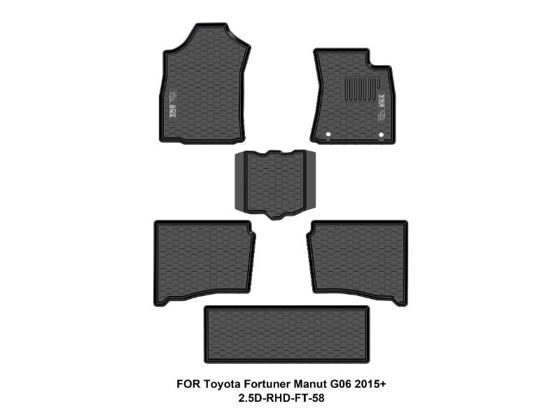 Custom Dna Toyota Fortuner Manual Gd6 2015+ Black Rubber Car Mats