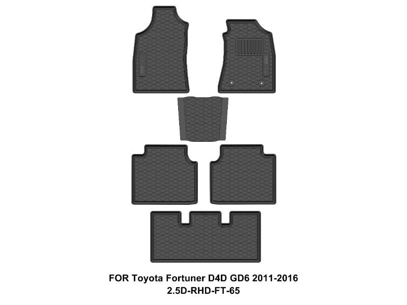 Custom Dna Toyota Fortuner D4D Gd6 Automatic 2011-2016 Black Rubber Car Mats