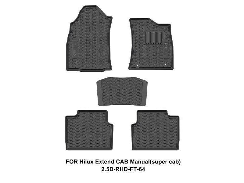 Custom Dna Toyota Hilux Extended Cab Manual 2016+ Black Rubber Car Mats