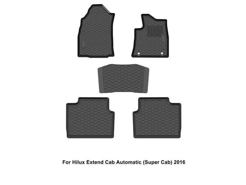 Custom Dna Toyota Hilux Extended Cab Automatic 2016+ Black Rubber Car Mats