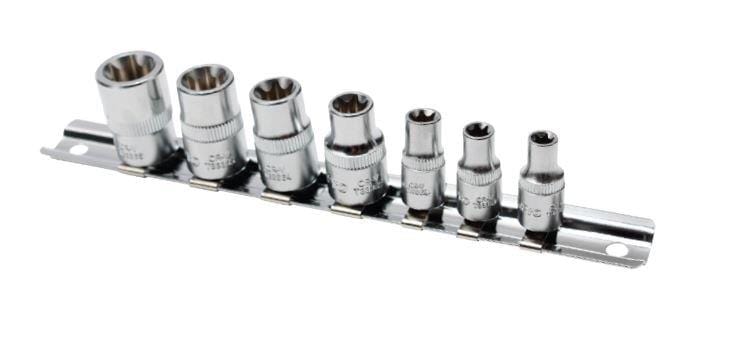 7-delige 1/4 &amp; 3/8-aandrywing eksterne ster-sokstel AMPRO T33202