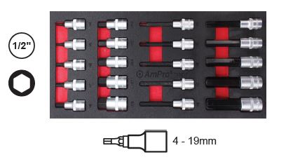 20Pc 1/2 Dr Hex Bit Socket Set Ft AMPRO T33217 tools at Modern Auto Parts!