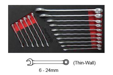 16Pc Thin-Wall Comb Wrench Set (6-24Mm) Ft AMPRO T40197 tools at Modern Auto Parts!