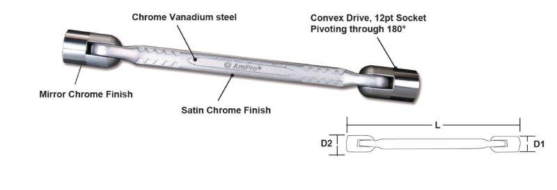 14Mm X 15Mm Swivel Socket Wrench AMPRO T40915 tools at Modern Auto Parts!