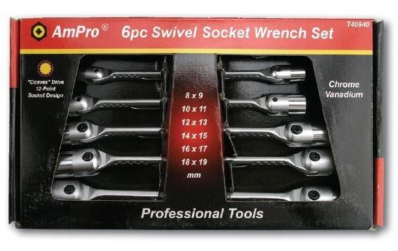 6Pc Double Flex Socket Wrench Set AMPRO T40940 tools at Modern Auto Parts!