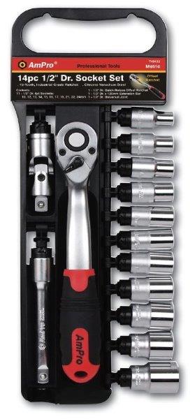 14Pc 1/2 Drive 6 Point Socket Set (10-24Mm) AMPRO T45432