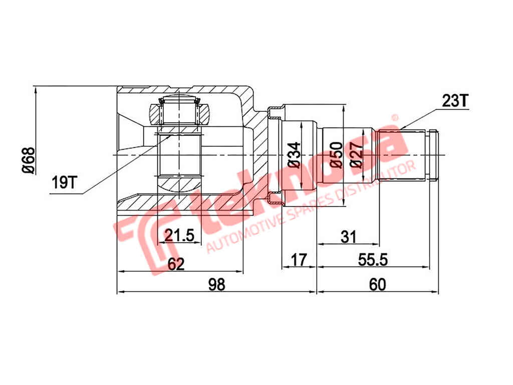 Inner Cv Joint Toyota Aygo (2011-), Toyota Yaris, Citroen C1 (2007-)