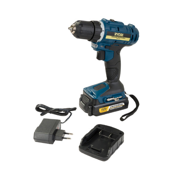 Ryobi 18V Li-Ion Starter Kit Driver Drill 10Mm (Inc. Batt+Charger)