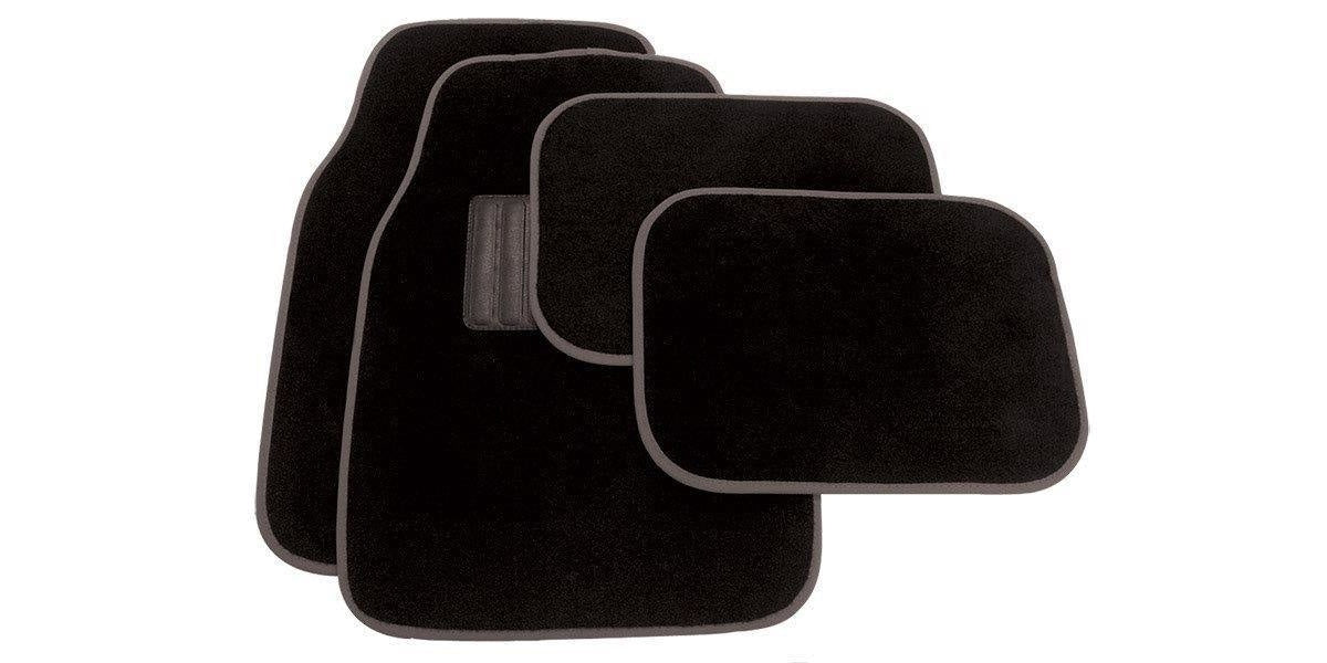 Autogear 4 Piece Carpet Mat Set - Black-Grey Trim - Modern Auto Parts