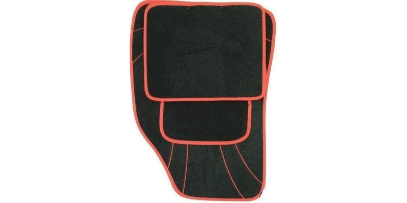 Autogear 4 Piece Carpet Mat Set - Black-Red Trim - Modern Auto Parts