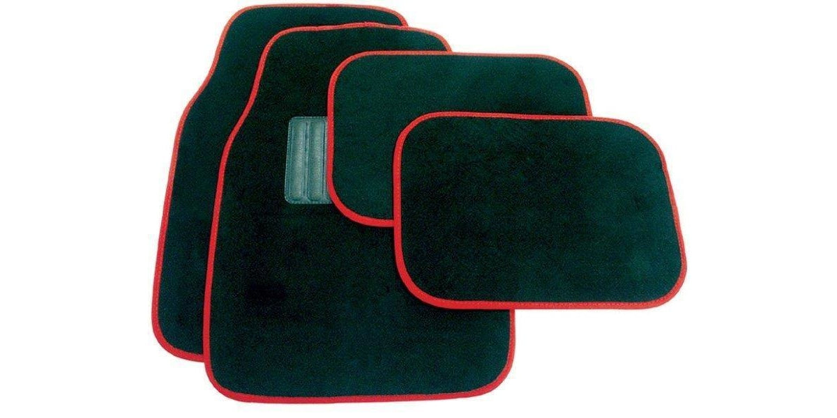 Autogear 4 Piece Carpet Mat Set - Black-Red Trim - Modern Auto Parts
