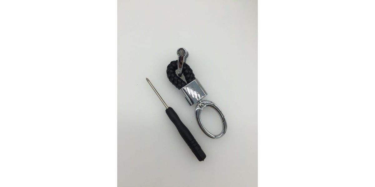 Autogear Cowhide Weave Key Rings Keyring + Screwdriver With Clip Ring