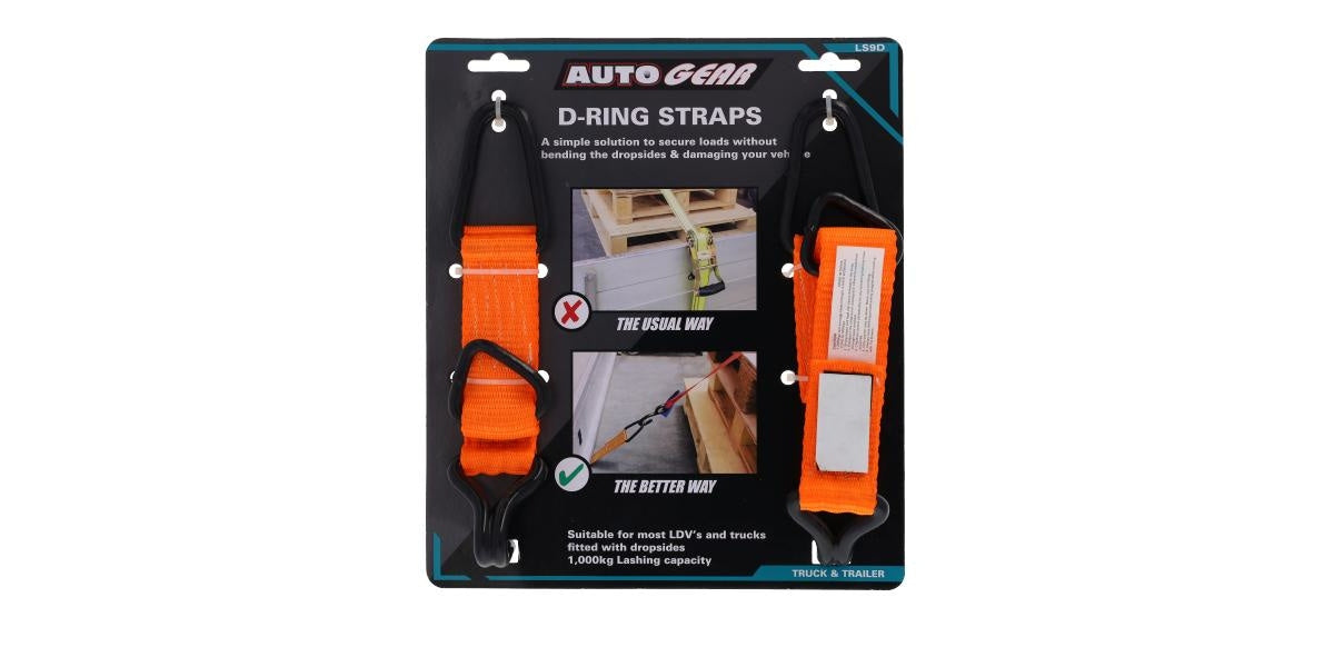 Autogear D-Ring Strap With Hook & Loop Ratchet Down